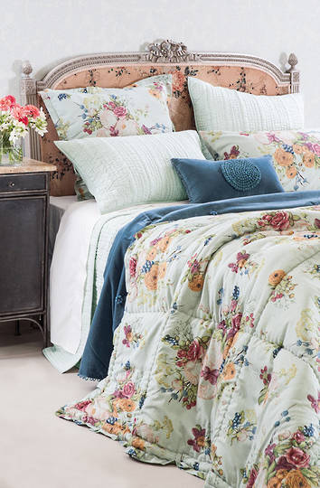 Bianca Lorenne - Bouquet Comforter- Duck Egg/ Pillowcases and Cushion Sold Separately