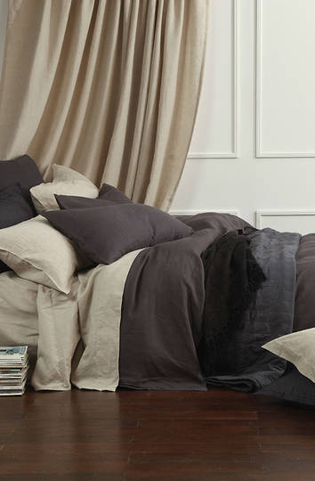 MM Linen - Laundered Linen Duvet Cover Set -Charcoal