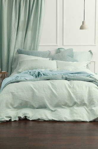 MM Linen - Laundered Linen Curtain Set - Duckegg