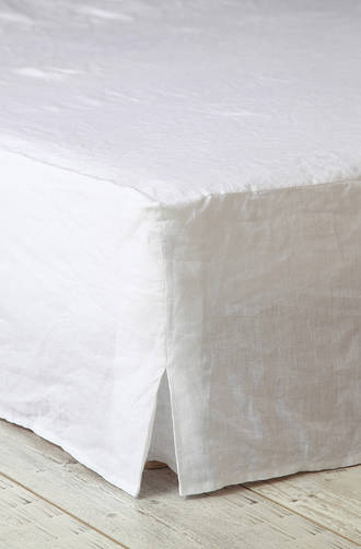 MM Linen Laundered Linen White Bed Skirt/Valance