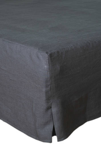MM Linen - Laundered Linen Bed Skirt/Valance - Charcoal