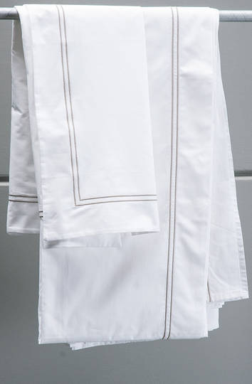 Bianca Lorenne Livorno White-Taupe Sheets / Pillowcases Sold Separately