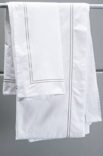 Bianca Lorenne Livorno White-Taupe Sheets / Pillowcases Sold Separately