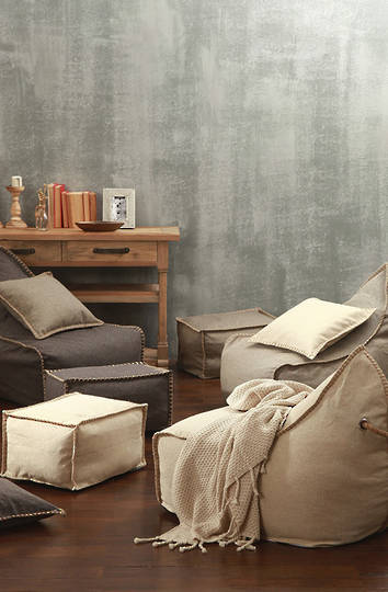 MM Linen - Mero Beanbag & Ottoman Set - Charcoal