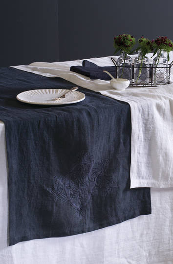 Bianca Lorenne Monogram Charcoal Tablecloth