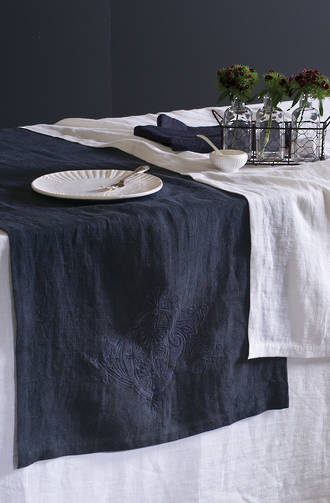 Bianca Lorenne Monogram Charcoal Table Linen