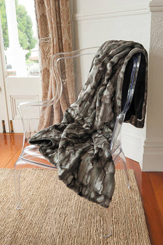 Heirloom Exotic Faux Fur Cushion / Throw - Mottled Squirrel Grey