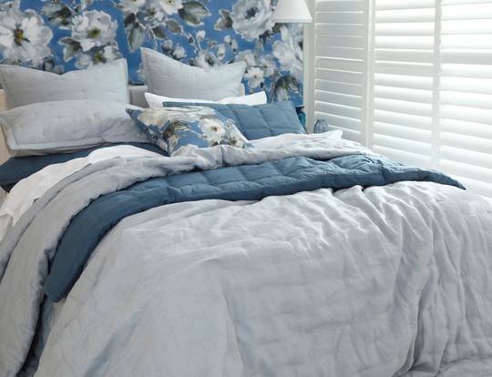 MM Linen - Laundered Linen Bedspread Set - Pewter