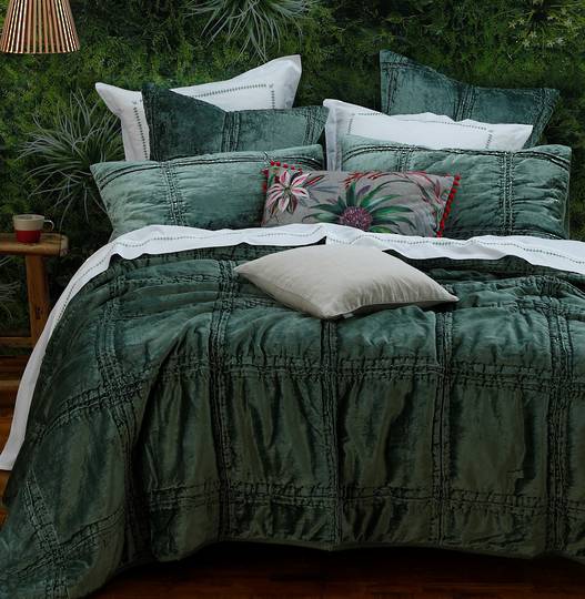MM Linen - Velutto Comforter & Coverlet - Seagrass
