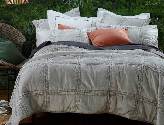 MM Linen - Velutto Comforter & Coverlet - Silver