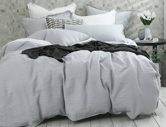 MM Linen - Laundered Linen Duvet Set - Pewter