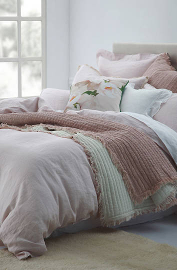 MM Linen - Laundered Linen Duvet Cover Set - Blush