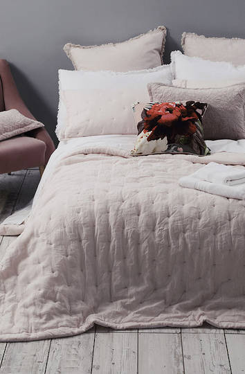 MM Linen - Laundered Linen Bedspread Set - Blush