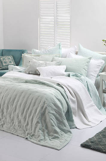 MM Linen - Laundered Linen Bedspread Set - Duckegg