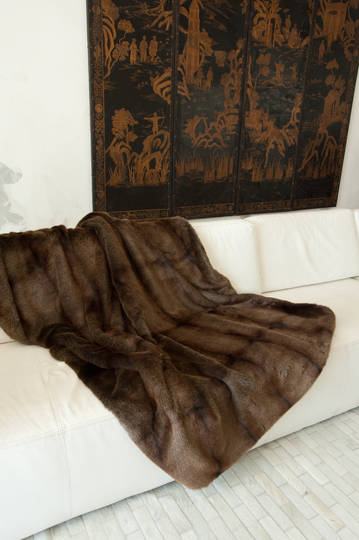 Heirloom Exotic Faux Fur Cushion/Throw - Striped Beaver