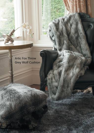 Heirloom Exotic Faux Fur Cushion / Throw - Arctic Fox