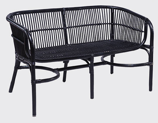 Bianca Lorenne - Campania Black/Brown Wash Rattan Bench