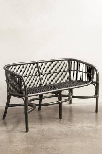 Bianca Lorenne - Campania Black/Brown Wash Rattan Bench