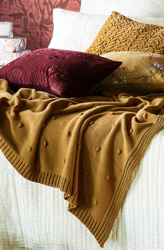 Bianca Lorenne - Fronzolo Dark Ochre Knitted Throw