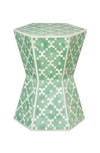 Bianca Lorenne Bone Inlay Diamond Green/Ivory Stool