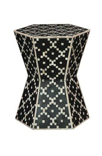 Bianca Lorenne Bone Inlay Diamond Black/Ivory Stool