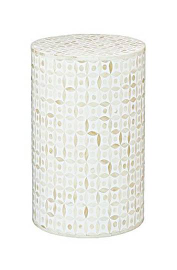 Bianca Lorenne - Bone Inlay Eye Design Ivory/Ivory Side Table / Stool - ON SALE