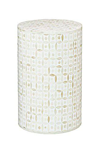 Bianca Lorenne Bone Inlay Eye Design Ivory/Ivory Side Table / Stool