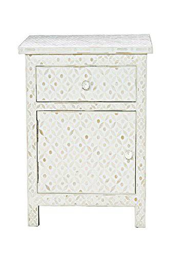 Bianca Lorenne Bone Inlay Eye Design Ivory/ Ivory Bedside Table
