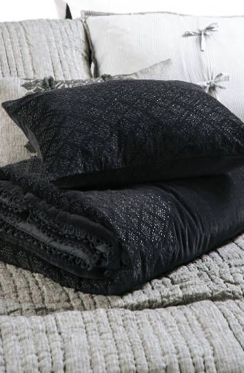 Bianca Lorenne - Sashiko Black Comforter / Eurocases and Cushion Sold Separately