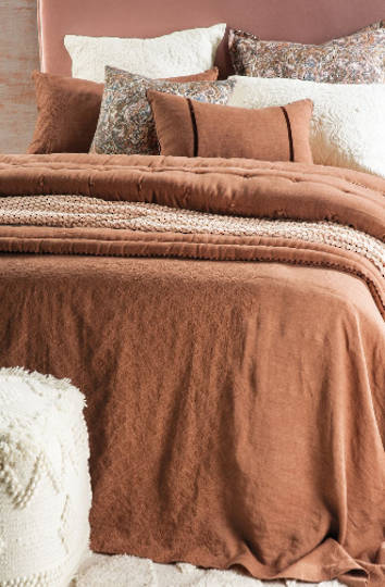 Bianca Lorenne - Sashiko Cinnamon Linen Throw