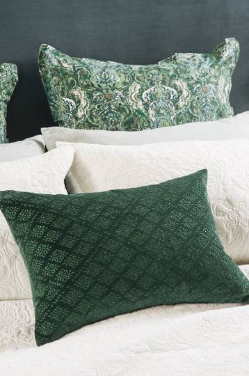 Bianca Lorenne - Sashiko Emerald Cushion - ON SALE