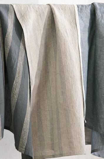 Bianca Lorenne -100% Linen Taupe Stripe Tea Towel